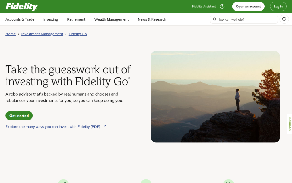 Fidelity Go — screenshot of the public website
