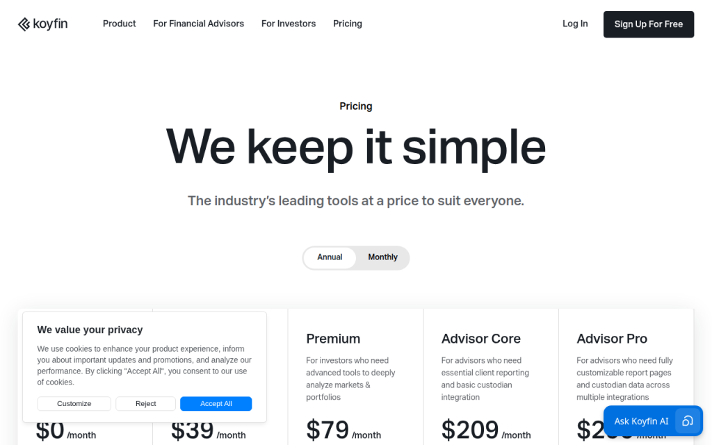 Koyfin — screenshot of the public website