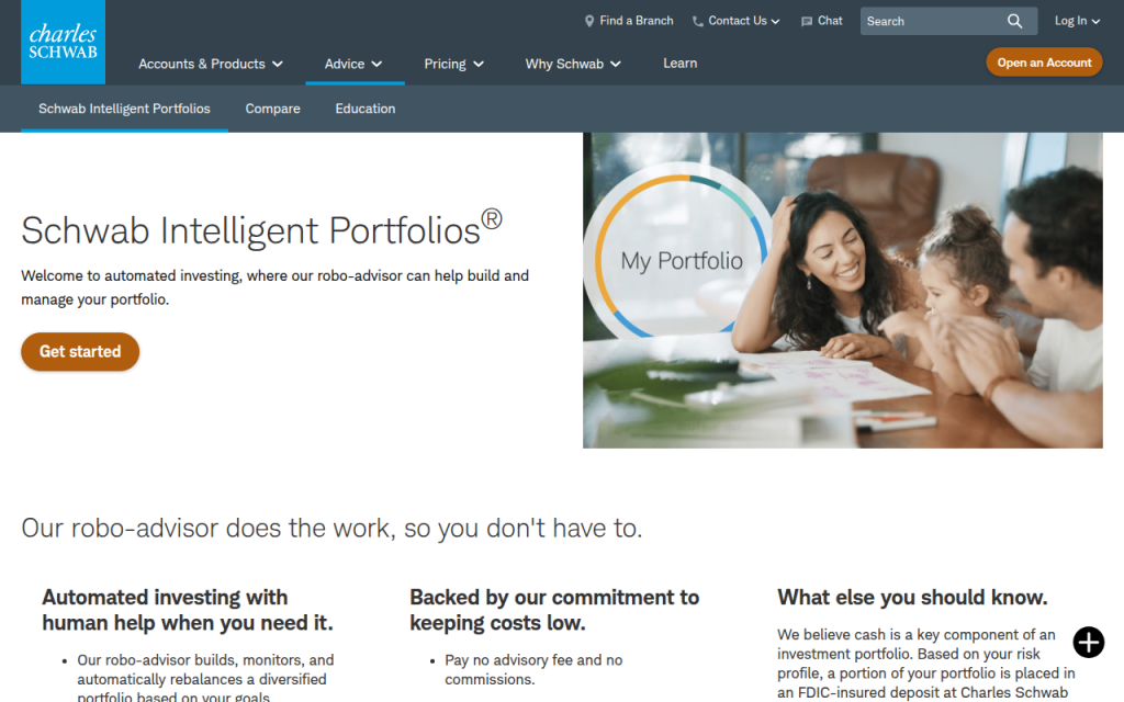 Schwab Intelligent Portfolios — screenshot of the public website