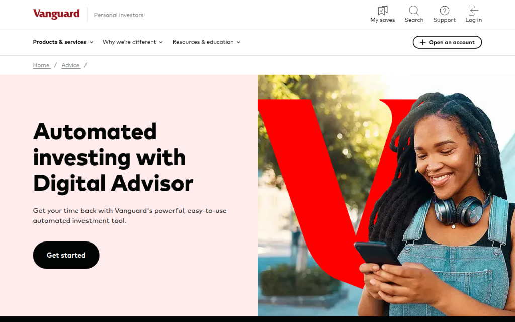 Vanguard Digital Advisor — screenshot of the public website